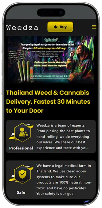 Weedza official website Buy Now button leading to the Telegram ordering guide