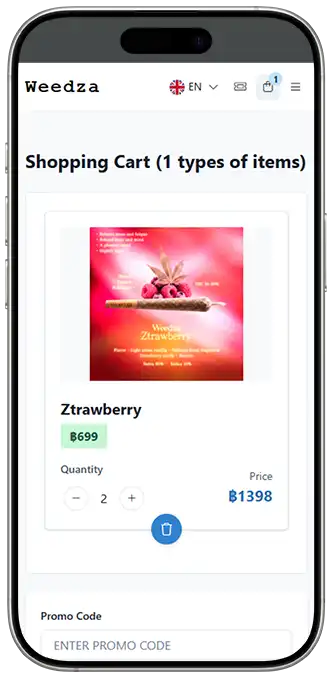 Weedza shopping cart product quantity and total review guide