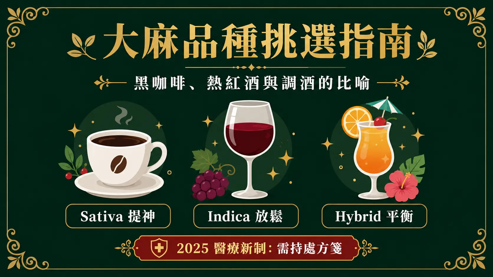 Sativa、Indica、Hybrid 到底差在哪？就像黑咖啡、熱紅酒與調酒